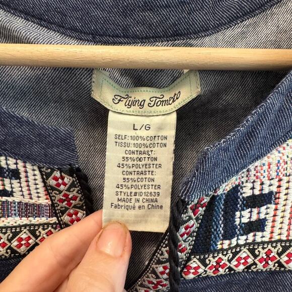 Embroidered Denim Boutique Flying Tomato Tunic Mini Dress Size L - Picture 3 of 5